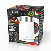 Adler - Kompakter Edelstahl Wasserkocher 0,6 L - Elektrischer Mini Reisewasserkocher Weiß - Kabellos und Schnellkochend - Ideal für Camping und Unterwegs - Intelligenter Kettle für ältere Menschen