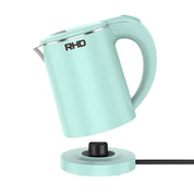 Reisewasserkocher 500ML Wasserkocher Klein, Edelstahl-Teekanne, Sockel mit Aufbewahrungsfunktion für das Netzkabel, Mini Camping Wasserkocher mit 600W für Reisen Camping Wohnwagen oder Unterwegs(Grün)