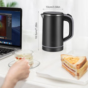 Towwoo 800ML Reisewasserkocher Klein, 600W 5 Minuten Schnelles Kochen Mini Edelstahl Wasserkocher, Überhitzungsschutz Leise Reise Mini Wasserkocher Elektrischer Kettle für Tee Kaffee Babymilch