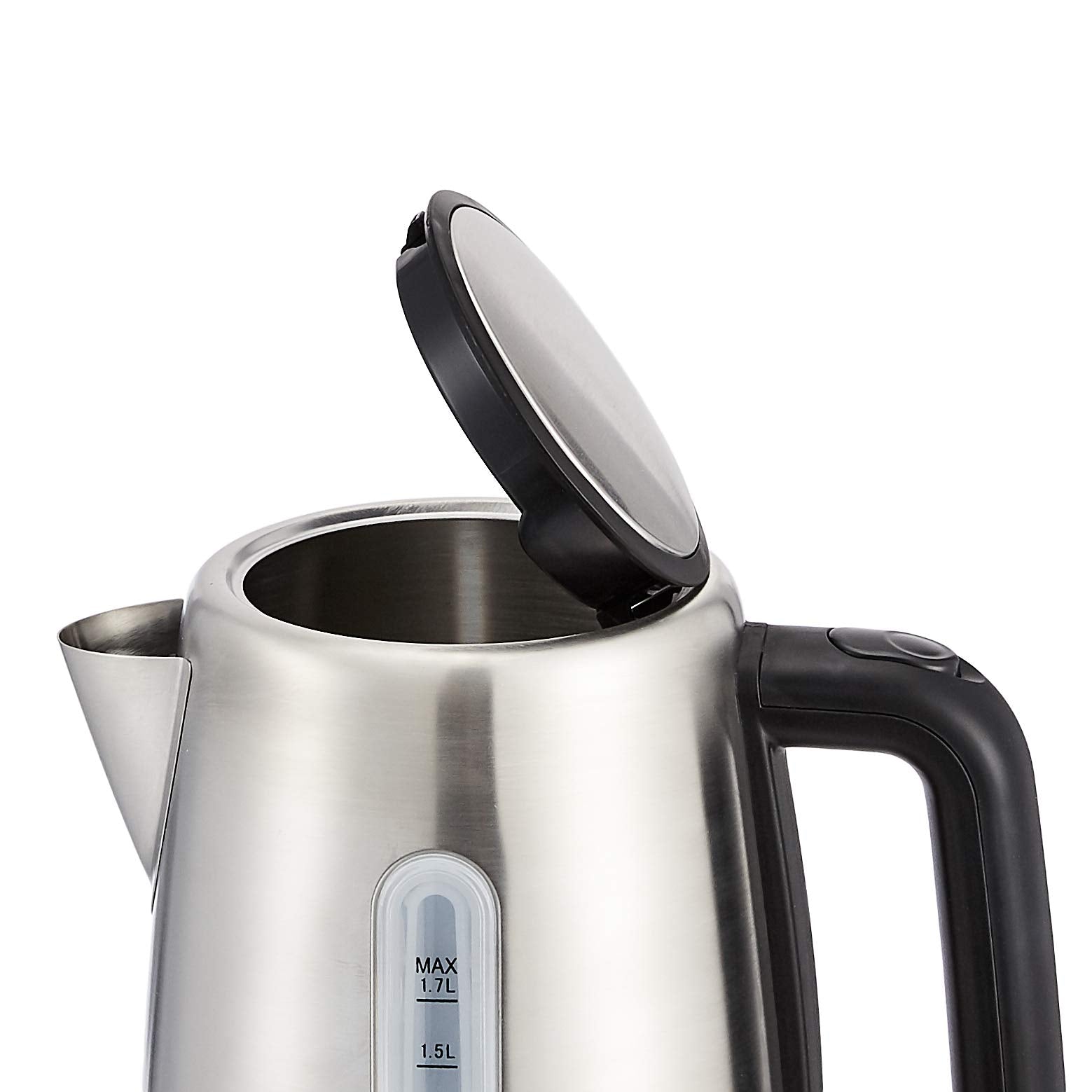 Amazon Basics tragbarer Edelstahl-Wasserkocher, 1.7L, Silberfarben