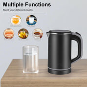 Towwoo 800ML Reisewasserkocher Klein, 600W 5 Minuten Schnelles Kochen Mini Edelstahl Wasserkocher, Überhitzungsschutz Leise Reise Mini Wasserkocher Elektrischer Kettle für Tee Kaffee Babymilch