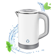 MiliPow 800ML Reisewasserkocher, 5 Minuten schnelles Kochen, Mini Camping Wasserkocher, Reise Wasserkocher, Leise, Teekanne aus Edelstahl (Weiß)