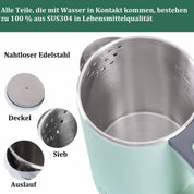 Wasserkocher Klein 800ML Reisewasserkocher, 5 Minuten schnelles Kochen Tragbarer Mini Camping Wasserkocher, Leise Reise Teekanne aus Edelstahl (Grün)