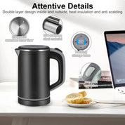 Towwoo 800ML Reisewasserkocher Klein, 600W 5 Minuten Schnelles Kochen Mini Edelstahl Wasserkocher, Überhitzungsschutz Leise Reise Mini Wasserkocher Elektrischer Kettle für Tee Kaffee Babymilch