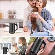 Towwoo 800ML Reisewasserkocher Klein, 600W 5 Minuten Schnelles Kochen Mini Edelstahl Wasserkocher, Überhitzungsschutz Leise Reise Mini Wasserkocher Elektrischer Kettle für Tee Kaffee Babymilch