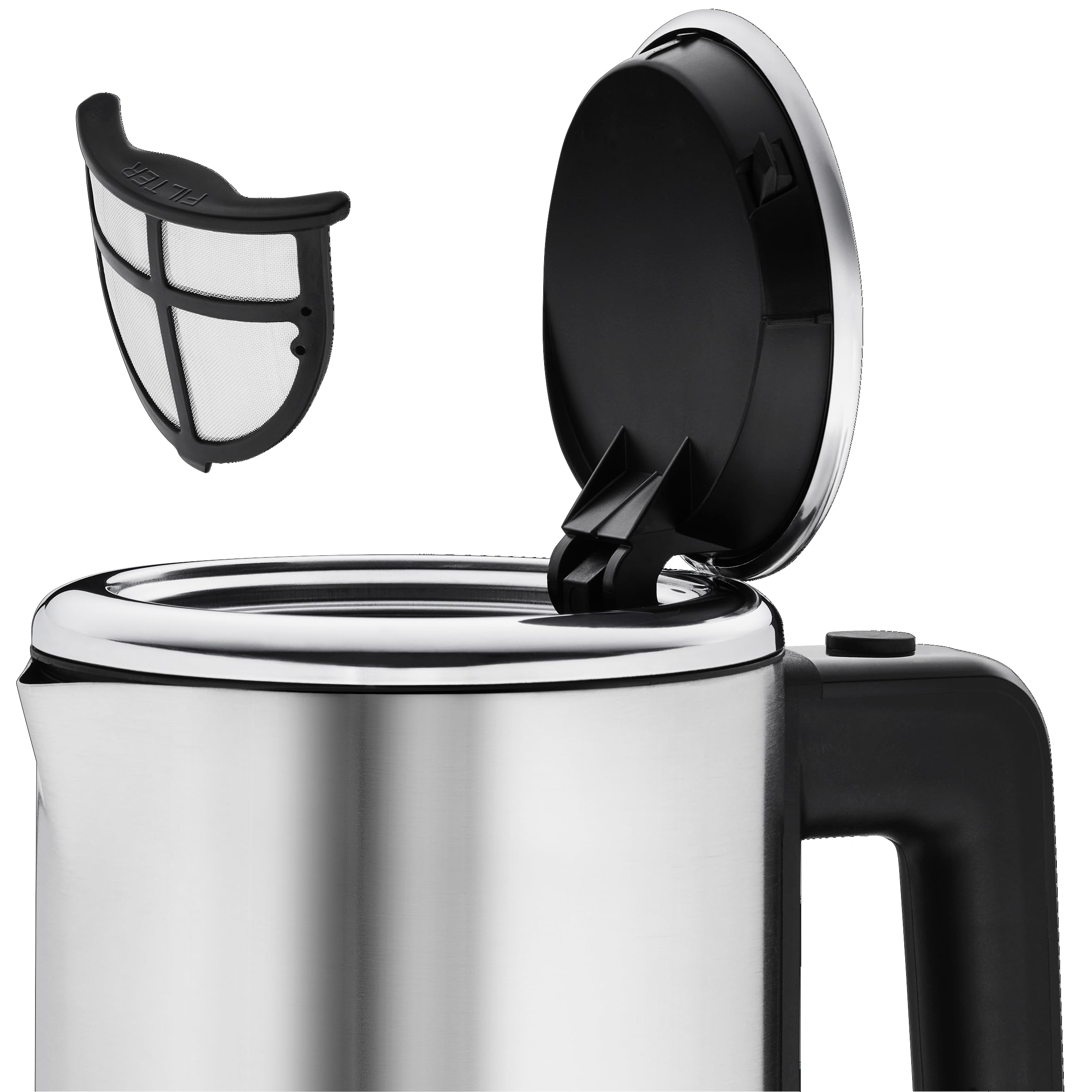 WMF Küchenminis Mini Reise-Wasserkocher Edelstahl 0,8l, elektrischer Wasserkocher mit Kalkfilter, 1800 W, kleiner Teekocher, edelstahl matt