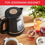 Tefal KI5338 Includeo Wasserkocher, Fassungsvermögen 1 L, Anti-Rutsch-Griff, einfach abzulesende Wasserstandsanzeige, 360°-Drehsockel, herausnehmbarer Filter, 2400 W, 23.3 x 16.6 x 20 cm